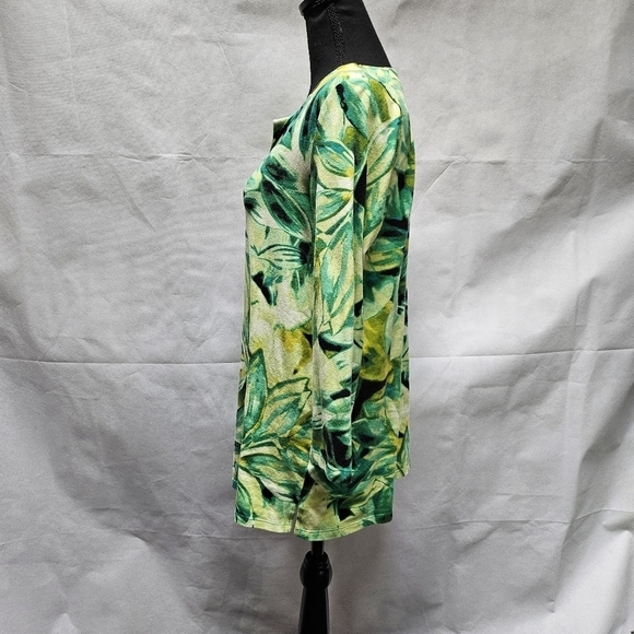 Anne Klein Sport V-neck Pull Over Green Yellow Top 95% Cotton 5% Elastane Size S - Picture 4 of 7